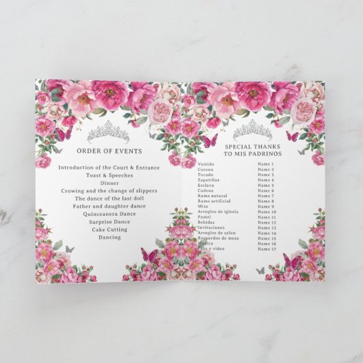 Fuchsia Quinceanera Padrinos Church Events Program プログラム (内部)