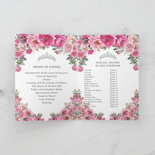 Fuchsia Quinceanera Padrinos Church Events Program プログラム (内部)