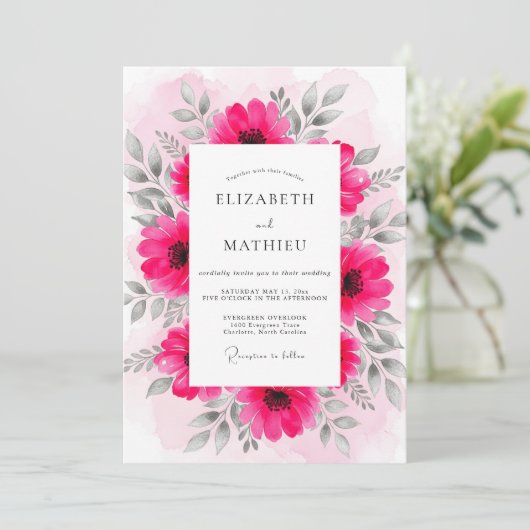 Fuchsia Radiant Spring Wedding 招待状 (スタンド正面)