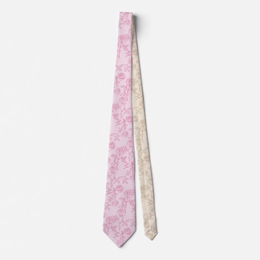 Fuchsia roses on pink ネクタイ (正面)