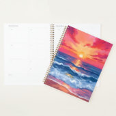 Fuchsia Shore Sunset | Ocean Waves Watercolor プランナー手帳 (ディスプレー)