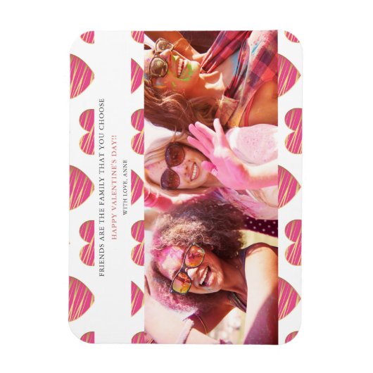 Fucshiaハート最高の友だち写真ハッピーバレンタイン マグネット (縦)