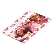 Fucshiaハート最高の友だち写真ハッピーバレンタイン マグネット (左側)