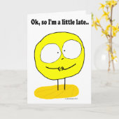 Fudsyは直面します、挨拶状"遅れて" カード (黄色い花)