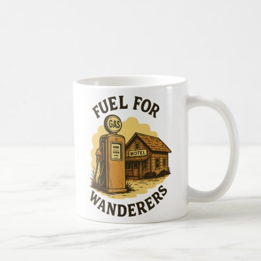 Fuel for Wanderers Retro Gas Pump Art コーヒーマグカップ (右)