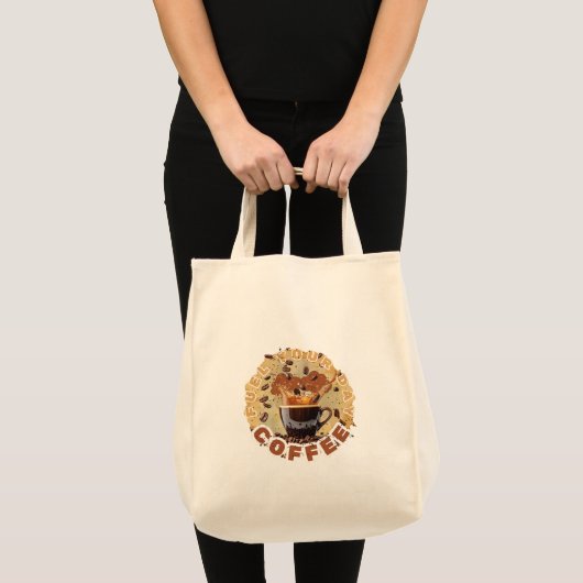 Fuel Your Day – Coffee Power Tee トートバッグ (正面(商品))