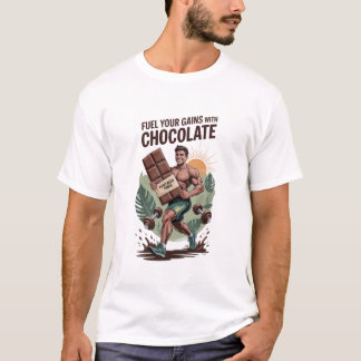 Fuel Your Gains with Chocolate T-Shirt Funny Vegan Tシャツ