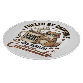 Fueled by Caffeine and Serious Cattitude Funny Cat カッティングボード (角)