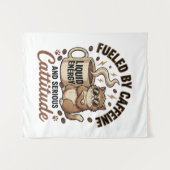 Fueled by Caffeine and Serious Cattitude Funny Cat タペストリー (正面(横))
