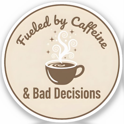 Fueled by Caffeine & Bad Decisions シール (正面)