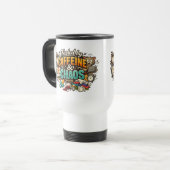 Fueled by Caffeine & Chaos Funny Coffee Mug トラベルマグ (正面左)