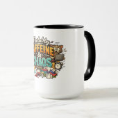 Fueled by Caffeine & Chaos Funny Coffee Mug マグカップ (正面右)