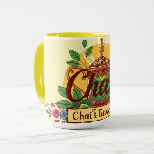 Fueled By Chai & Tawakkul | Floral Islamic Teapot  マグカップ (正面左)