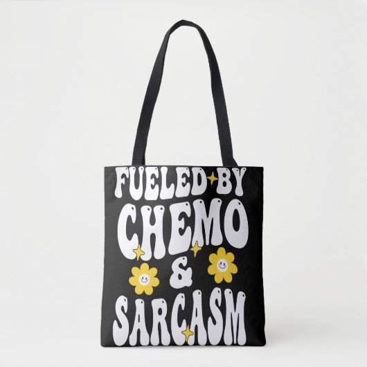 Fueled by Chemo and Sarcasm Funny Chemotherapy Can トートバッグ (正面)