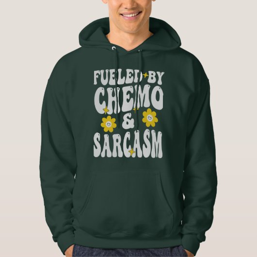 Fueled by Chemo and Sarcasm Funny Chemotherapy Can パーカ (正面)