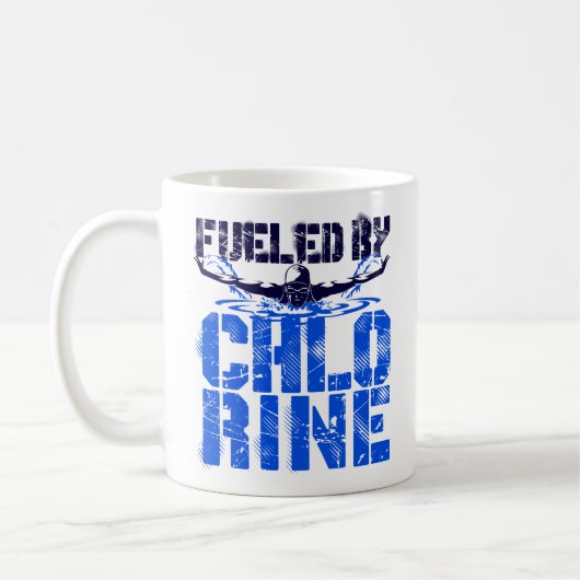 Fueled by Chlorine Swimming Swimmer Pool コーヒーマグカップ (左)