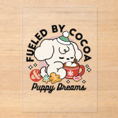 Fueled by Cocoa and Puppy Dreams – Cute Winter Dog アクリル招待状 (正面)
