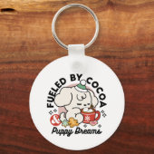 Fueled by Cocoa and Puppy Dreams – Cute Winter Dog キーホルダー (裏面)