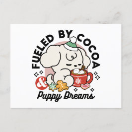 Fueled by Cocoa and Puppy Dreams – Cute Winter Dog シーズンポストカード