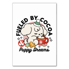 Fueled by Cocoa and Puppy Dreams – Cute Winter Dog テーブルナンバー