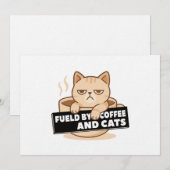 Fueled by Coffee and Cats Cute Sleepy Cat Design 招待状 (正面/裏面)
