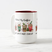 Fueled by Coffee and Christmas Cheer ツートーンマグカップ (正面左)