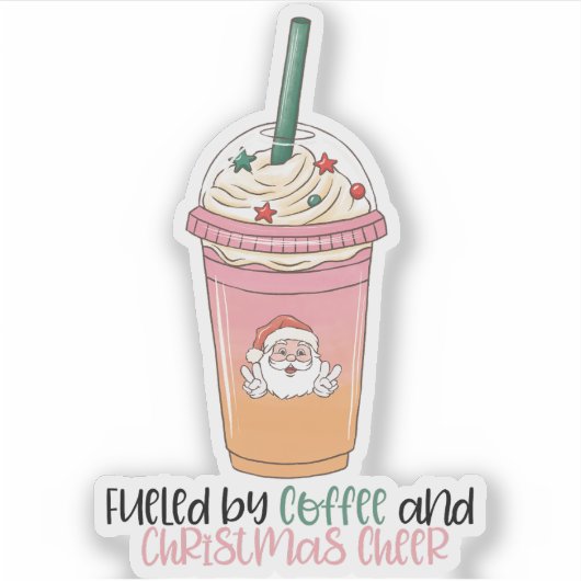 Fueled By Coffee and Christmas Cheer Sticker シール (正面)