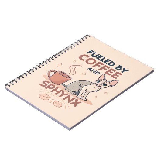 Fueled by Coffee and Sphynx Cat Art ノートブック (左側)