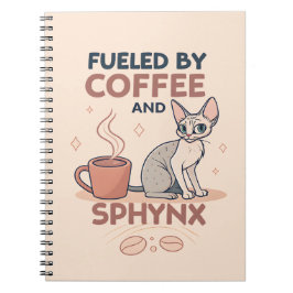 Fueled by Coffee and Sphynx Cat Art ノートブック