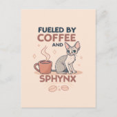 Fueled by Coffee and Sphynx Cat Art ポストカード (正面)