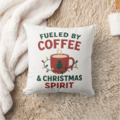 Fueled by Coffee & Christmas Spirit Pillow クッション (ブランケット)
