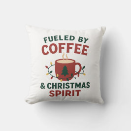 Fueled by Coffee & Christmas Spirit Pillow クッション