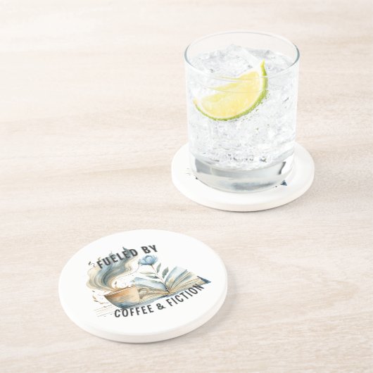 Fueled by Coffee & Fiction Sandstone Coaster コースター (側面)