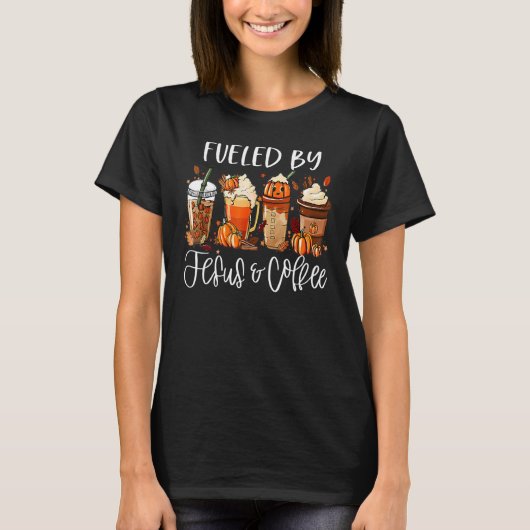 Fueled By Coffee Jesus Caffeine Thanksgiving Day Tシャツ (正面)