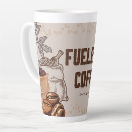 Fueled by Coffee Latte Mug – Funny Tall Cup Gift カフェラテマグ