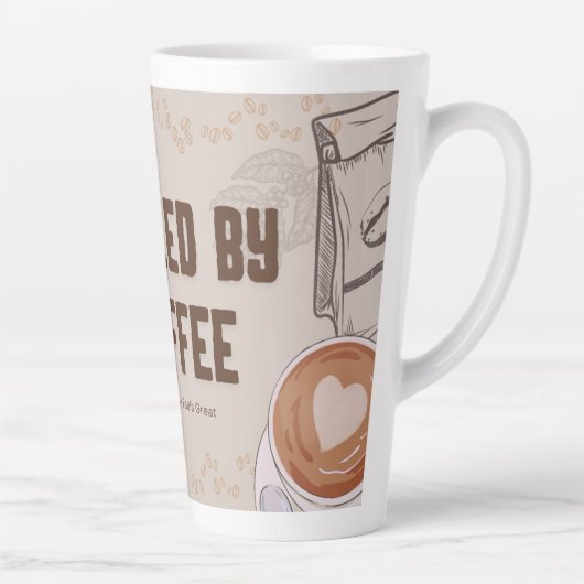 Fueled by Coffee Latte Mug – Funny Tall Cup Gift カフェラテマグ (右)