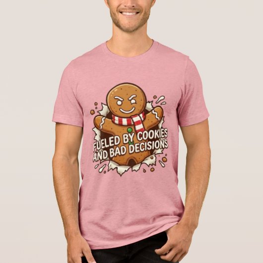 Fueled By Cookies and Bad Decisions Gingerbread Ma トライブレンドTシャツ (正面)