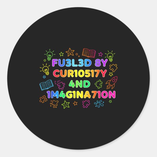 Fueled By Curiosity And Imagination Kids Teens Fun ラウンドシール (正面)