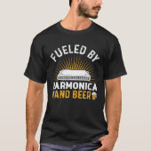 Fueled By Harmonica And Beer Harmonica Playing Bee Tシャツ (正面)
