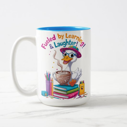 Fueled by Learning Goose Mug – Back to School Fun  ツートーンマグカップ (左)