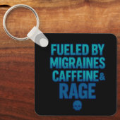 Fueled by Migraines, Caffeine & Rage – Blue Rage  キーホルダー (正面)