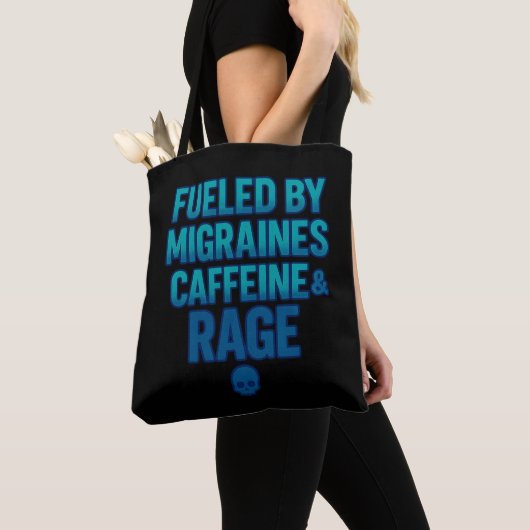 Fueled by Migraines, Caffeine & Rage – Blue Rage  トートバッグ (クローズアップ)