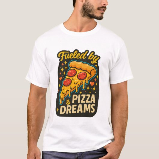 Fueled by Pizza & Dreams — Cheesy Pepperoni Slice Tシャツ (正面)
