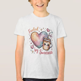 Fueled by Sweetness Cute Kawaii Coffee and Heart トライブレンドＴシャツ