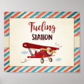 Fueling station Sign Airplane Drinks fuel Table ポスター (正面)