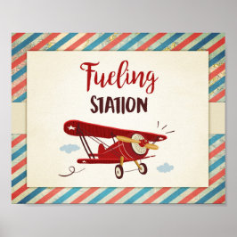 Fueling station Sign Airplane Drinks fuel Table ポスター