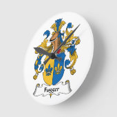 Fuggerの家紋 ラウンド壁時計 (傾斜)