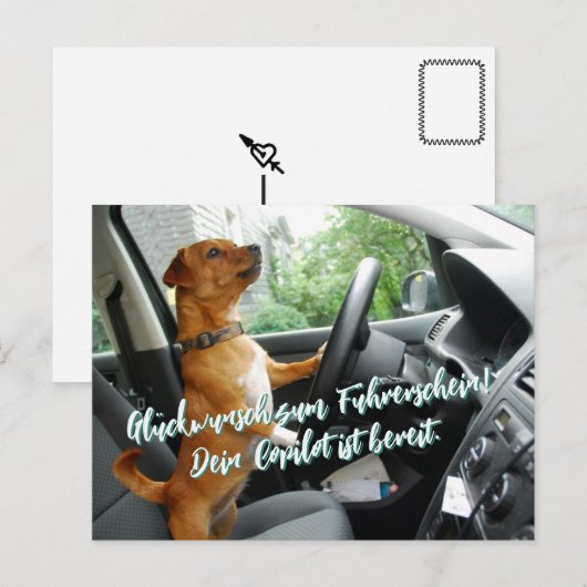 Führerschein Bestanden Glückwunsch Postkarte ポストカード (正面/裏面)