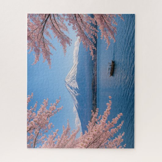 Fuji and Sakura by the Spring Lakeside ジグソーパズル (縦)