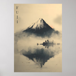 FUJI - Minimalist Sumi-e Ink  ポスター